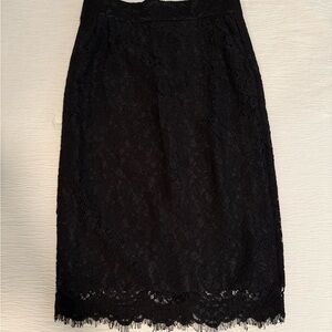 J. Crew Black Lace Midi Pencil Skirt